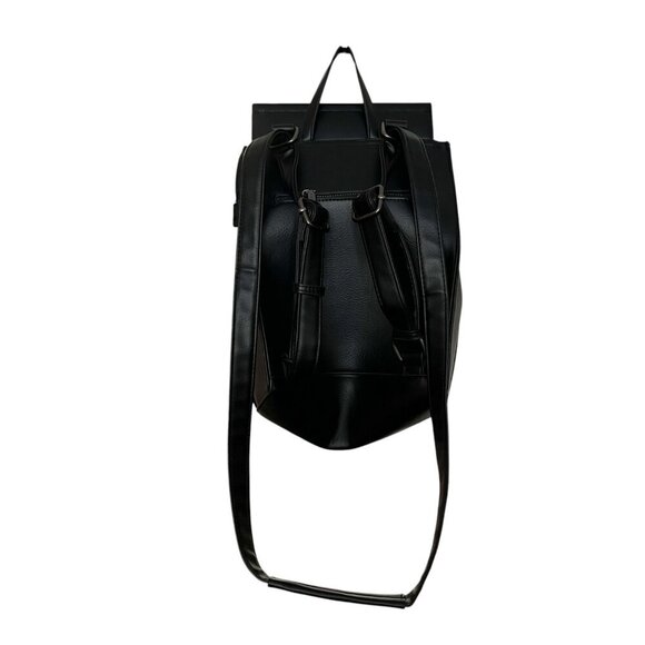 Pixie Mood Kim 14" x 10" Vegan Leather Mini Convertible Black Backpack Minimal - Picture 2 of 7